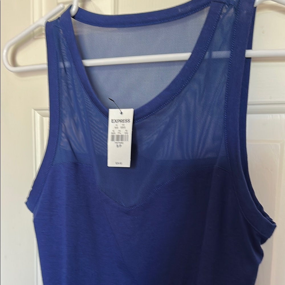 Express Blue Sleeveless Performance Tank - Picture 3 of 3